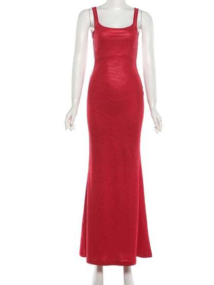 Weird Puss Christmas Backless Sequin Dress Women Sexy Sleeveless Low-Neck Stretch Skinny Elegant Fashion Party Club Maxi Bodycon