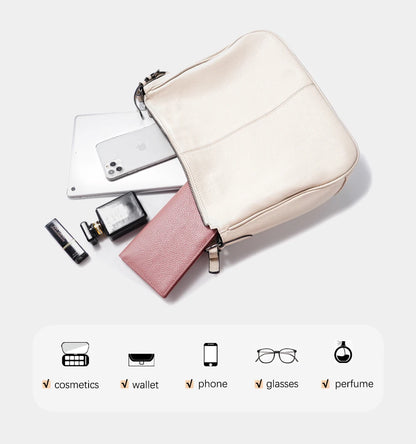 Zency Genuine Leather Hobo Bag Women Simple Classic Casual Handbag Shoulder Tote Soft Crossbody Large Pockets Tassel Bags
