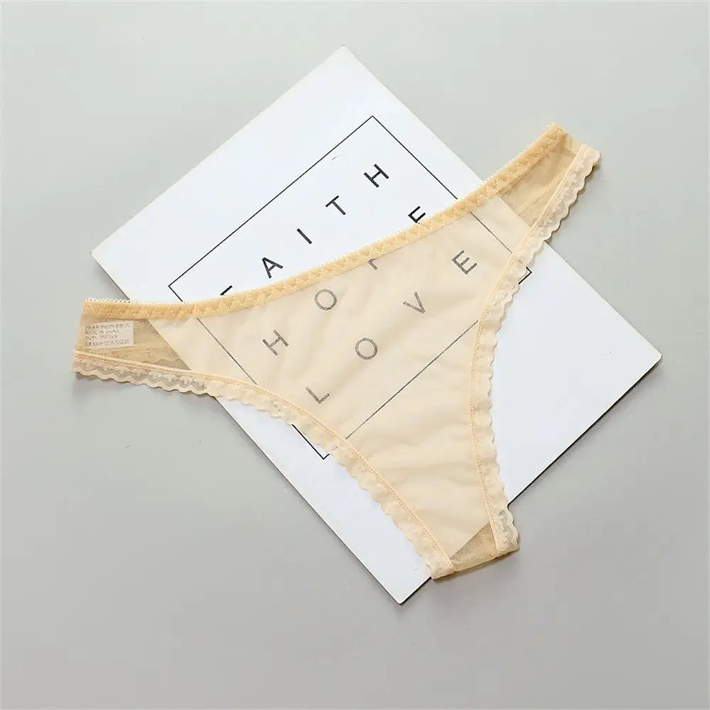 Gauze Low-Waist Ultrathin G String Female Perspective Thong Sheer Lace Underwear Women Lingerie Transparent Knickers