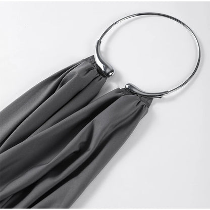 Elegant Women's Grey Halter Cowl-neck Draped Maxi Dress Sleeveless Slim Robe 2025 Summer New Fashion Female Evening Party Gown