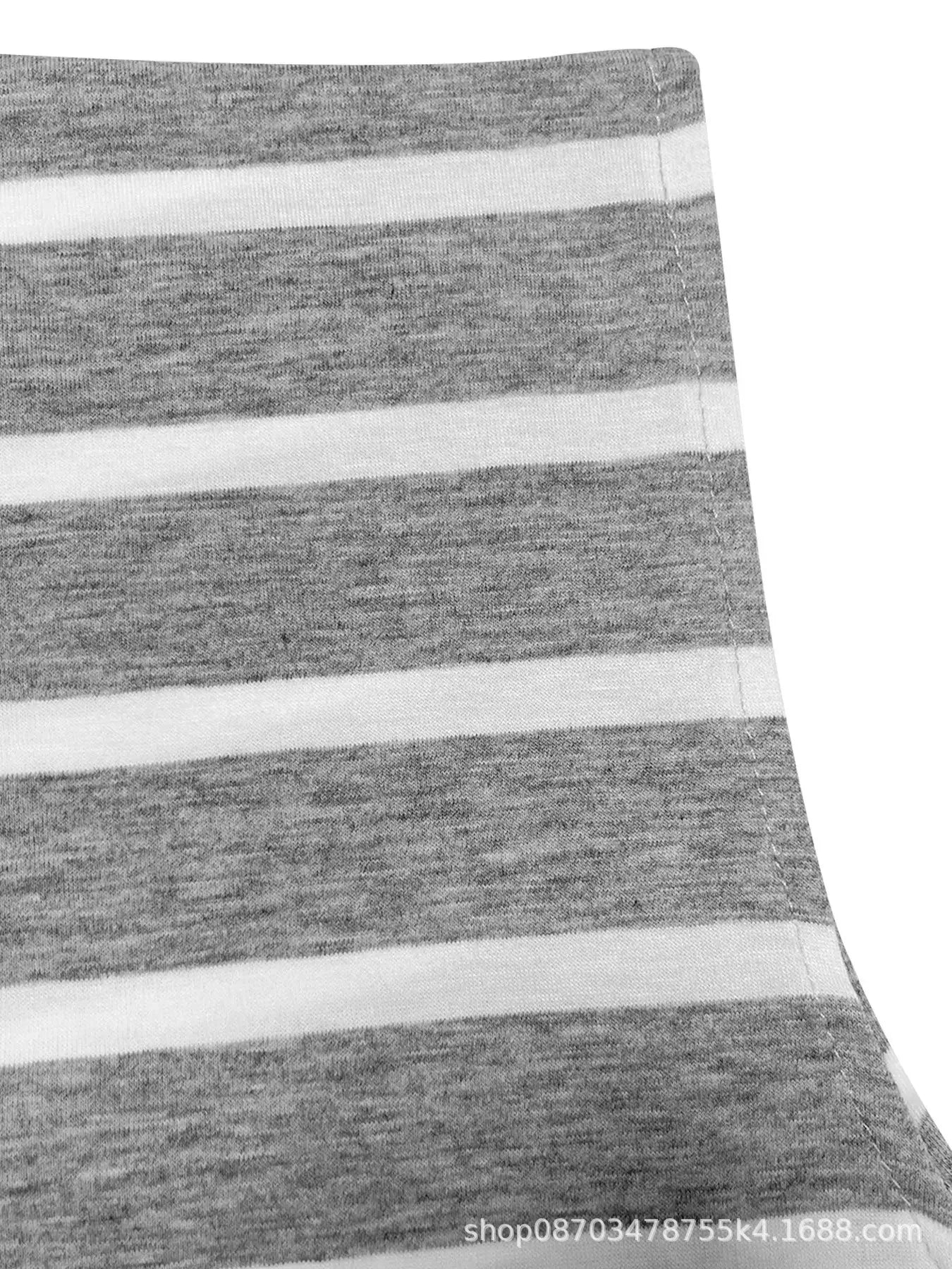Summer New Long Dress Elegant Waist Strap Fashionable Striped Print Round Neck Short Sleeved High-end Women's Dress