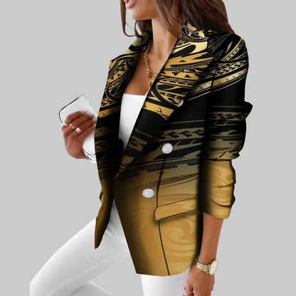 Polynesian Vintage Suit Casual Daily Women'S Suit Coat Slim Fit Temperament Tribal Style Customized Suit Pattern Wedding Host
