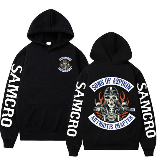 Motorcycle SoA - Sons of Aspirin - Funny Biker Hoodie Men's Fashion Casual Fleece Sweatshirt Unisex Harajuku Hip Hop Y2k Hoodies