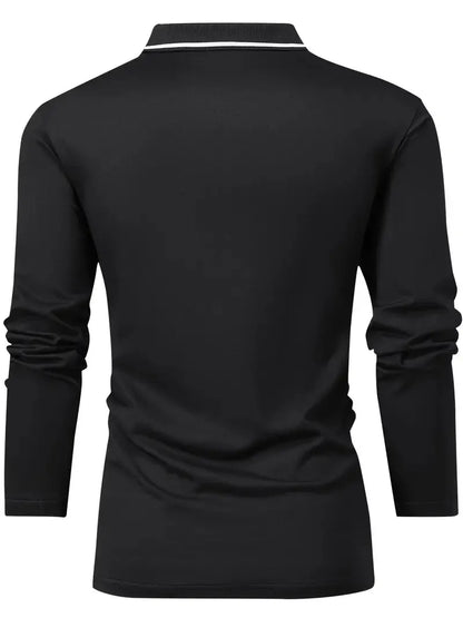 The new men's long-sleeved POLO shirt for Spring and Autumn 2025 is casual and comfortable with 3D letter pattern printing