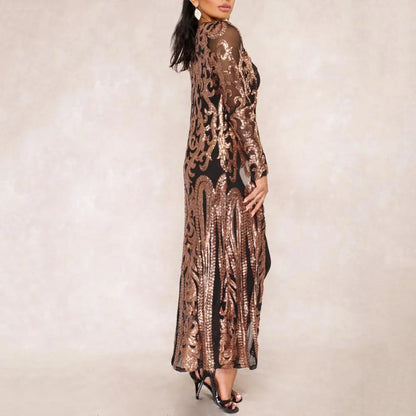 Women's Long Coat Sexy Sequin Perspective Long Sleeve Maxi Coat Gown Cardigan Vintage Evening Party Open Blouse кардиган женский