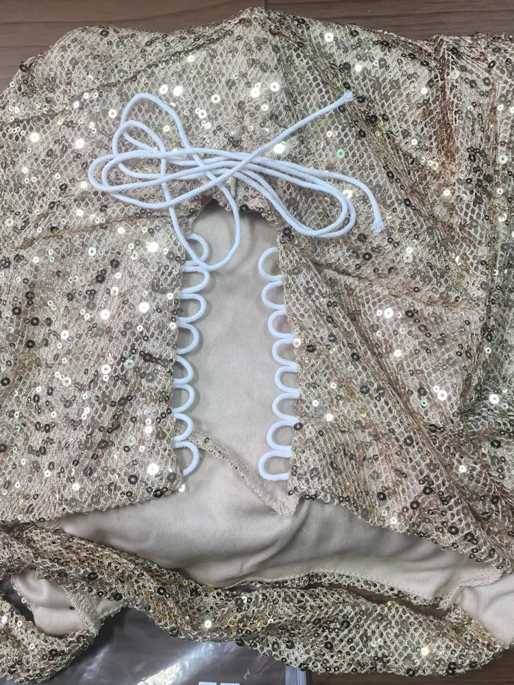 Bonnie Forest Sparkling Sequin Long Dress Chic Women Sleeveless Backless Mermaid Gown Elegant Celebrity Birthday Party Vestidos