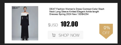 DEAT Fashion Apricot Water Diamond Slanted Shoulder Hollowed Out Sparkling Party Dress Women's Ankle-length Dresses New