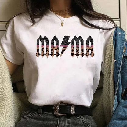 Leopard Print Simple Round Neck Lovely Woman Harajuku Graphic T Shirts Tops Summer Fashion Harajuku Sleeve Aesthetic Clothes