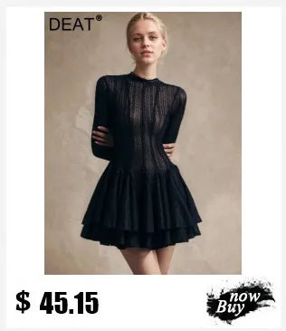 DEAT Fashion Apricot Water Diamond Slanted Shoulder Hollowed Out Sparkling Party Dress Women's Ankle-length Dresses New