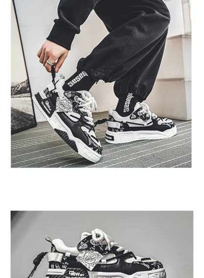 Sneakers for Men Fashion Brand Casual Shoes Youth Student Skateboard Shoes for Men Lace Up Vulcanized Shoes Platform Shoe Tennis