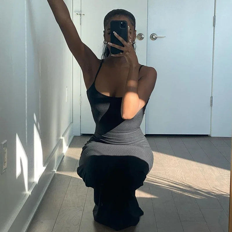 Y2K Sexy Maxi Dress for Women 2025 Autumn Backless Slim Party Dress Pullover Concise платье Female Long Bodycon Brown Vestidos