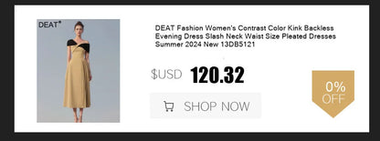 DEAT Fashion Apricot Water Diamond Slanted Shoulder Hollowed Out Sparkling Party Dress Women's Ankle-length Dresses New