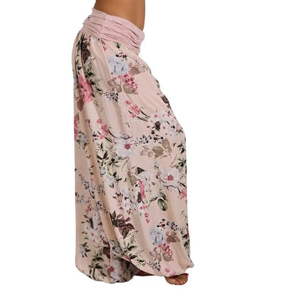 European and American digital printed long wide leg pants casual pants Harlan pants, comfortable and casual