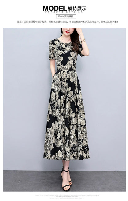 2024 Summer Floral Casual Long Sundress Women Elegant Bodycon Party Chic Prom Night Dresses Fashion Vintage Black Luxury Clothes
