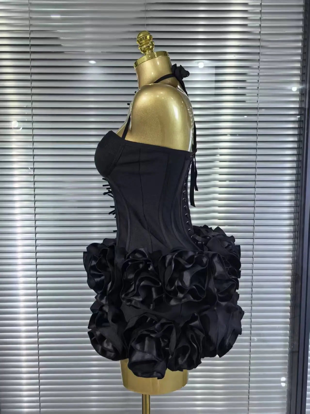 Red Black Women Sexy Halter Full Florals 2 Pieces Bodycon Mini Bandage Dress Celebrate Nightclub Party Birthday Outfit
