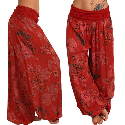 European and American digital printed long wide leg pants casual pants Harlan pants, comfortable and casual