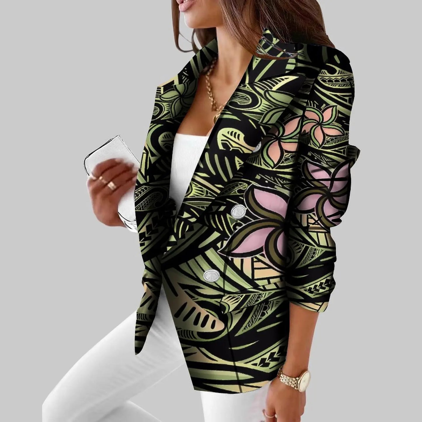 Polynesian Vintage Suit Casual Daily Women'S Suit Coat Slim Fit Temperament Tribal Style Customized Suit Pattern Wedding Host