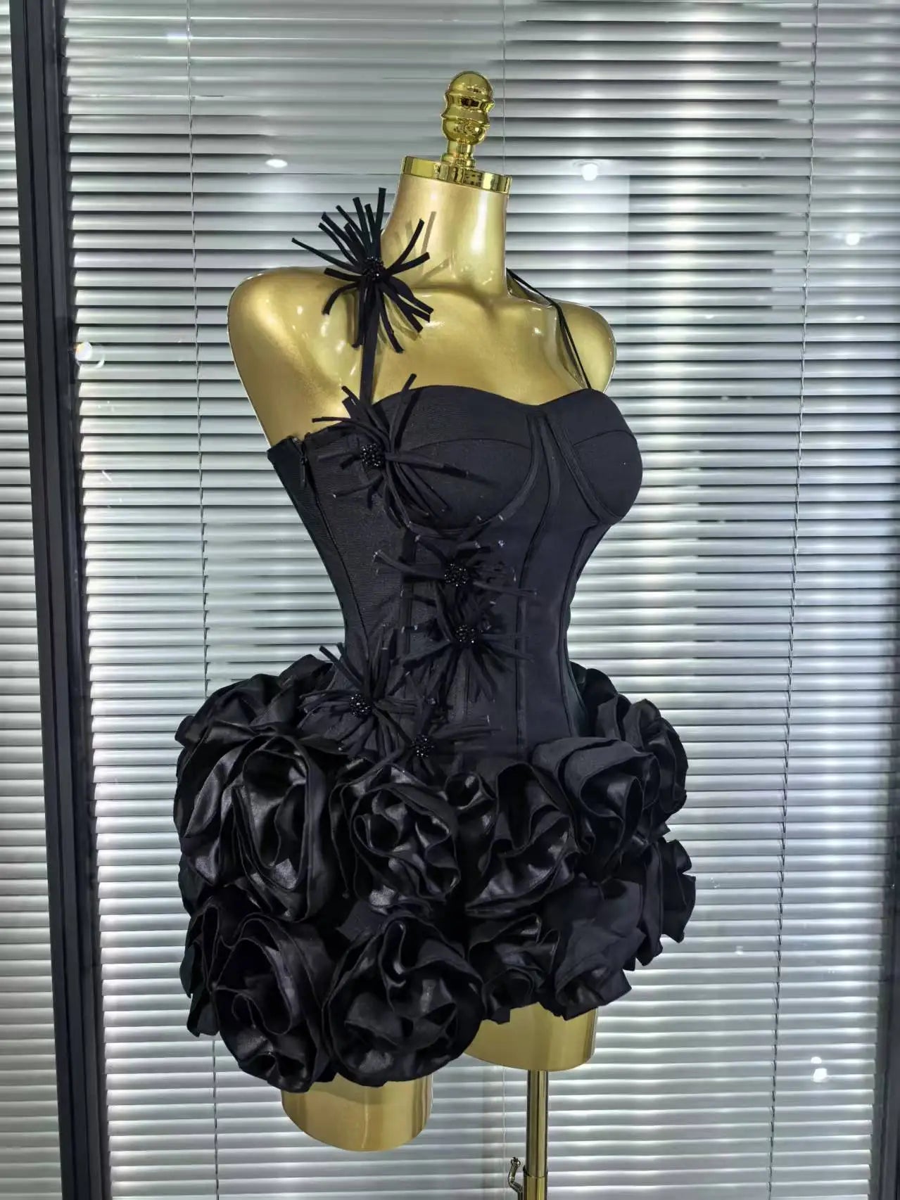 Red Black Women Sexy Halter Full Florals 2 Pieces Bodycon Mini Bandage Dress Celebrate Nightclub Party Birthday Outfit
