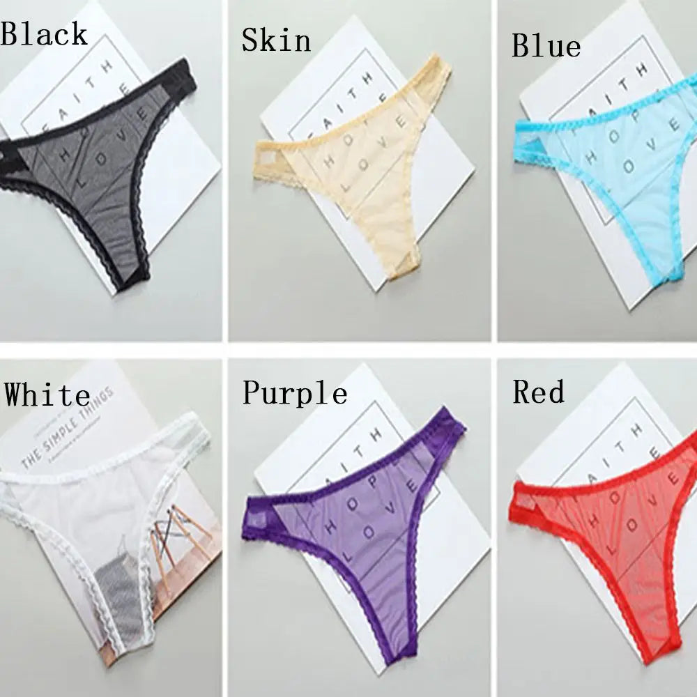 Gauze Low-Waist Ultrathin G String Female Perspective Thong Sheer Lace Underwear Women Lingerie Transparent Knickers