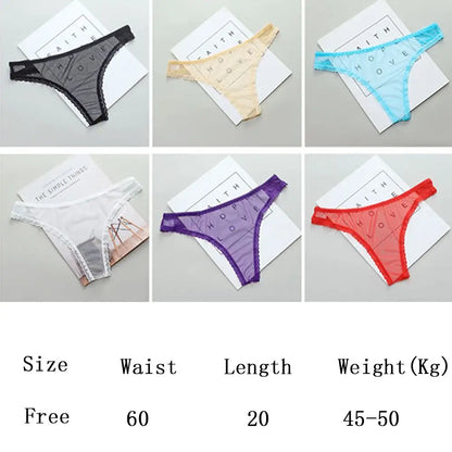 Gauze Low-Waist Ultrathin G String Female Perspective Thong Sheer Lace Underwear Women Lingerie Transparent Knickers