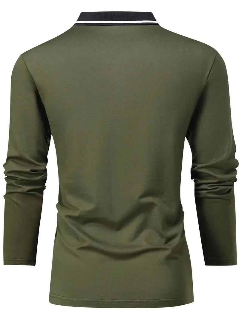 The new men's long-sleeved POLO shirt for Spring and Autumn 2025 featuring street fashion and comfort with 3D letter printing