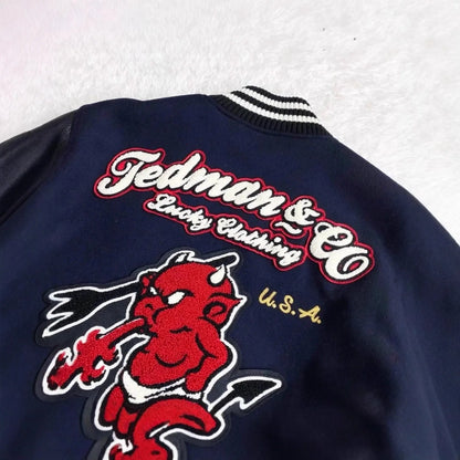 Luxury Embroidered Varsity Jackets Men Spliced PU Leather Sleelves Bomber Jackets Retro Spring Autumn Baseball Uniform Coats