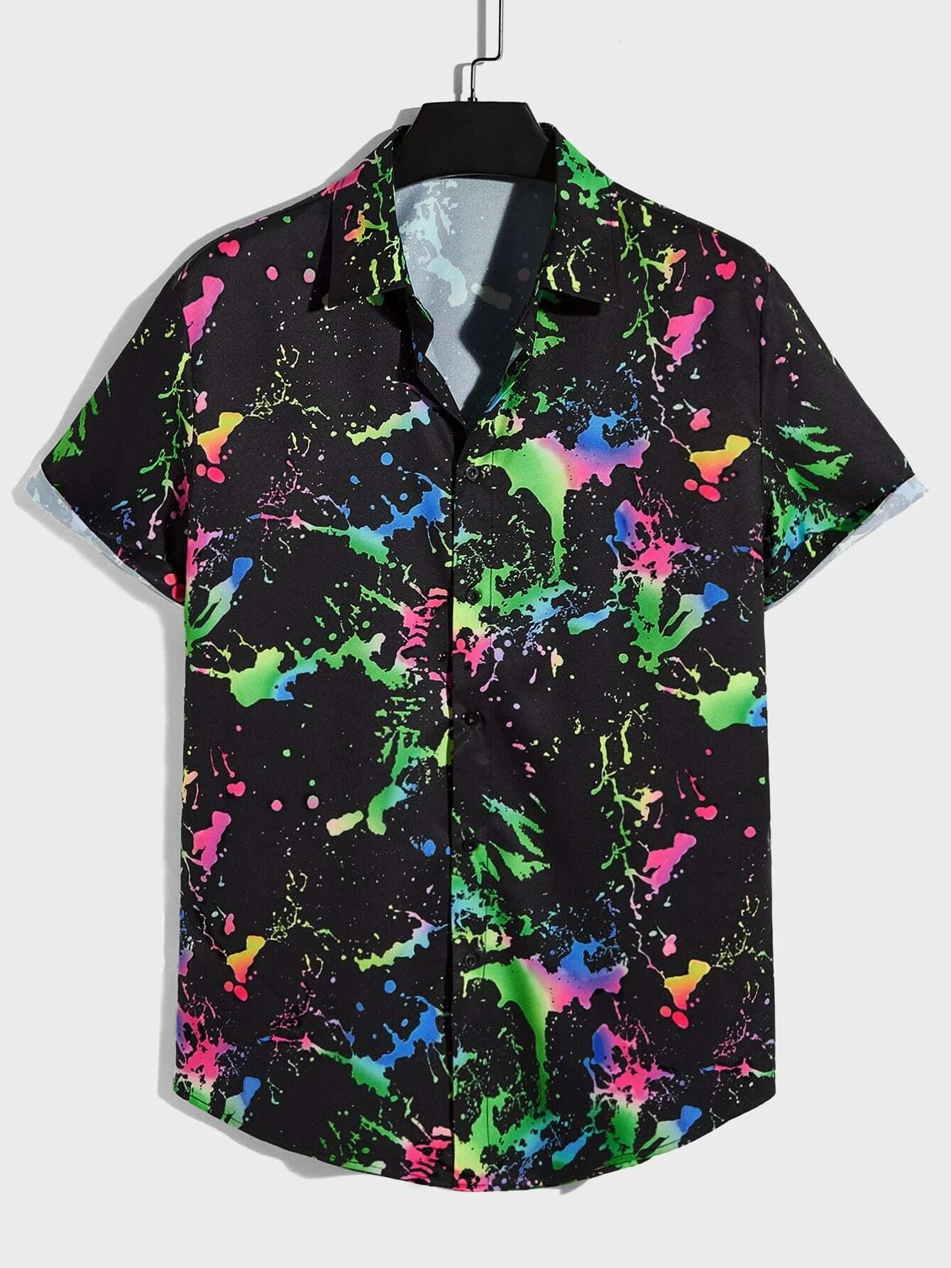 Art Dragon Fashion Print Men's Short Sleeve Shirts Casual Women's Button Up Short Sleeve Tops