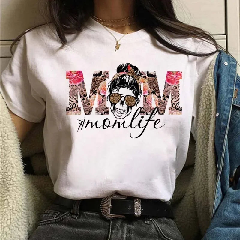 Leopard Print Simple Round Neck Lovely Woman Harajuku Graphic T Shirts Tops Summer Fashion Harajuku Sleeve Aesthetic Clothes
