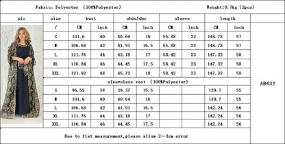 Eid Muslim Abayas for Women Party 2 Piece Set Embroidery Cardigan Robe Lace Up Dress Morocco Kaftan Islam Ramadan Dubai Vestidos