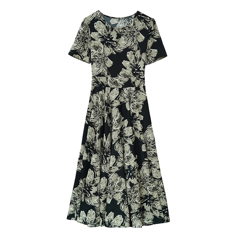 2024 Summer Floral Casual Long Sundress Women Elegant Bodycon Party Chic Prom Night Dresses Fashion Vintage Black Luxury Clothes