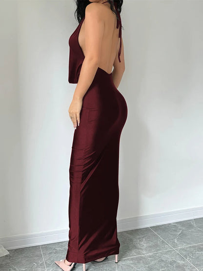 Dulzura Autumn Women Halter Backless Midi Dress For Women Bodycon Sexy Party Elegant Outfits Evening Birthday Clothes Y2K 2024