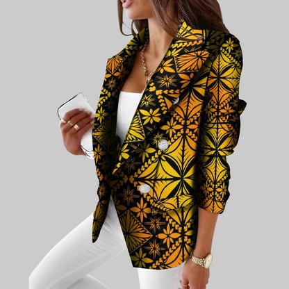 Polynesian Vintage Suit Casual Daily Women'S Suit Coat Slim Fit Temperament Tribal Style Customized Suit Pattern Wedding Host