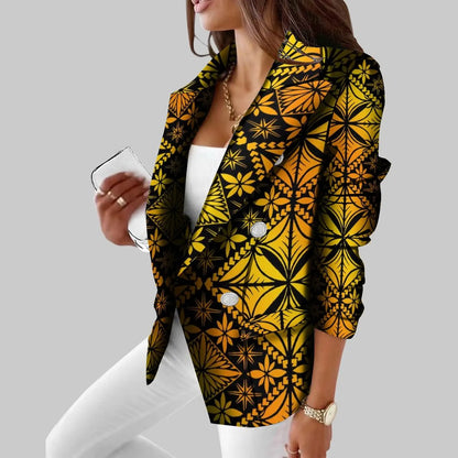 Polynesian Vintage Suit Casual Daily Women'S Suit Coat Slim Fit Temperament Tribal Style Customized Suit Pattern Wedding Host