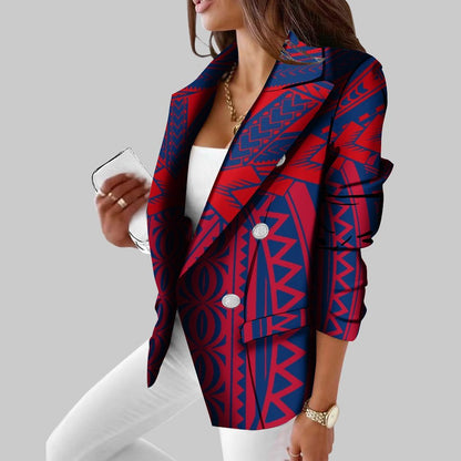 Polynesian Vintage Suit Casual Daily Women'S Suit Coat Slim Fit Temperament Tribal Style Customized Suit Pattern Wedding Host