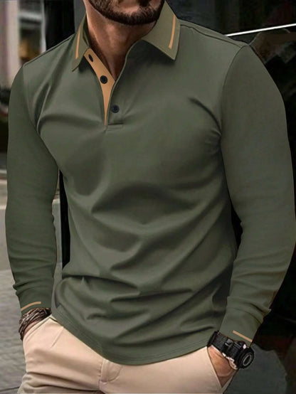 The new men's long-sleeved POLO shirt for Spring and Autumn 2025 features a casual and fashionable 3D pattern print