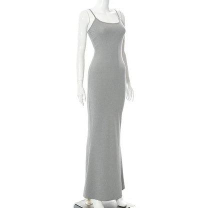 Y2K Sexy Maxi Dress for Women 2025 Autumn Backless Slim Party Dress Pullover Concise платье Female Long Bodycon Brown Vestidos