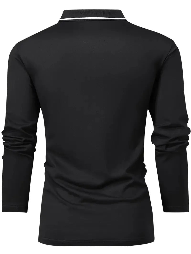 The new men's long-sleeved POLO shirt for Spring and Autumn 2025 featuring street fashion and comfort with 3D letter printing