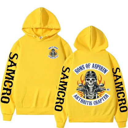 Motorcycle SoA - Sons of Aspirin - Funny Biker Hoodie Men's Fashion Casual Fleece Sweatshirt Unisex Harajuku Hip Hop Y2k Hoodies