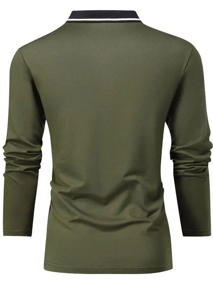 The new men's long-sleeved POLO shirt for Spring and Autumn 2025 is casual and comfortable with 3D letter pattern printing