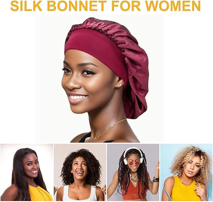 New Women's Satin Solid Wide-brimmed Sleeping Hat Unisex Head Wrap Elastic Band Cap Hair Care Bonnet Night Hat bonnet de nuit