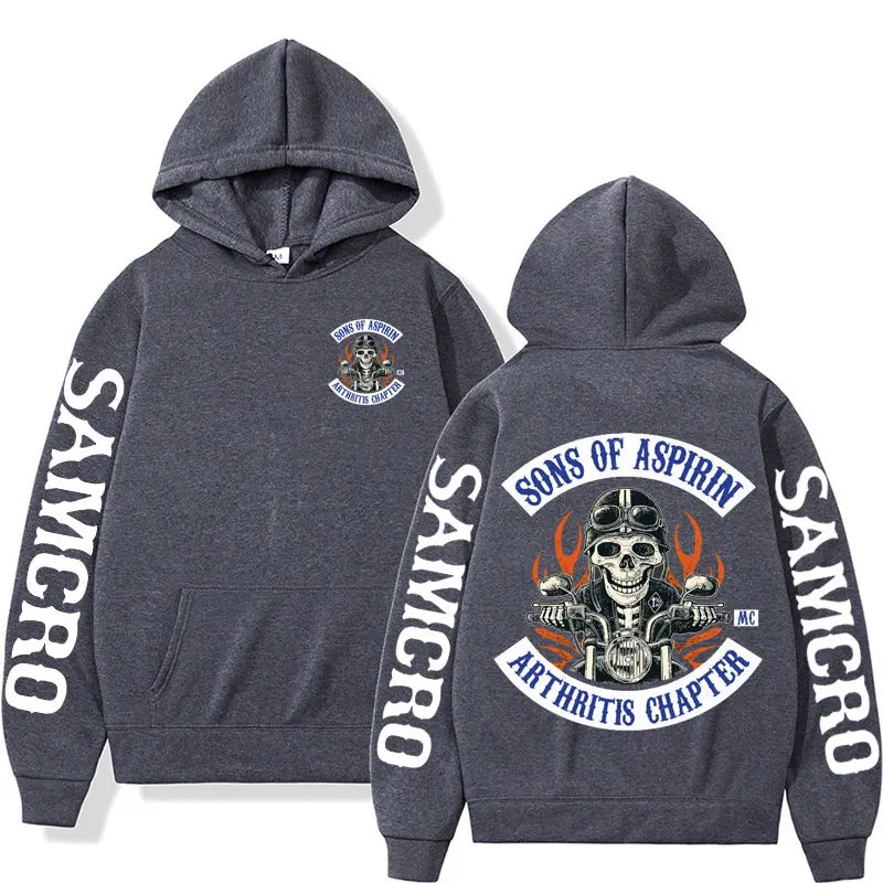 Motorcycle SoA - Sons of Aspirin - Funny Biker Hoodie Men's Fashion Casual Fleece Sweatshirt Unisex Harajuku Hip Hop Y2k Hoodies
