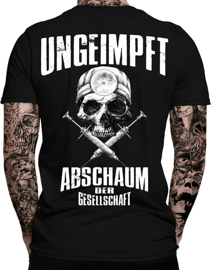 UNGEIMPFT Abschaum Der Gesellschaft Tshirt | Impfgegner | 2 sides Printed Men's 100% Cotton Casual T-shirts Loose Top Size S-3XL