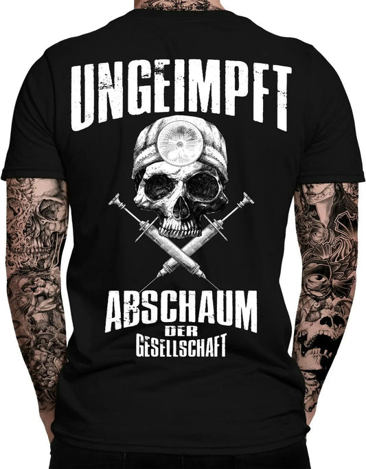 UNGEIMPFT Abschaum Der Gesellschaft Tshirt | Impfgegner | 2 sides Printed Men's 100% Cotton Casual T-shirts Loose Top Size S-3XL
