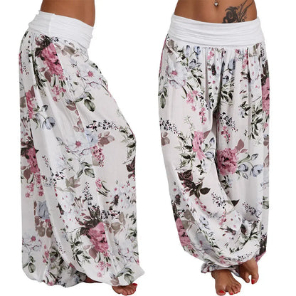 European and American digital printed long wide leg pants casual pants Harlan pants, comfortable and casual