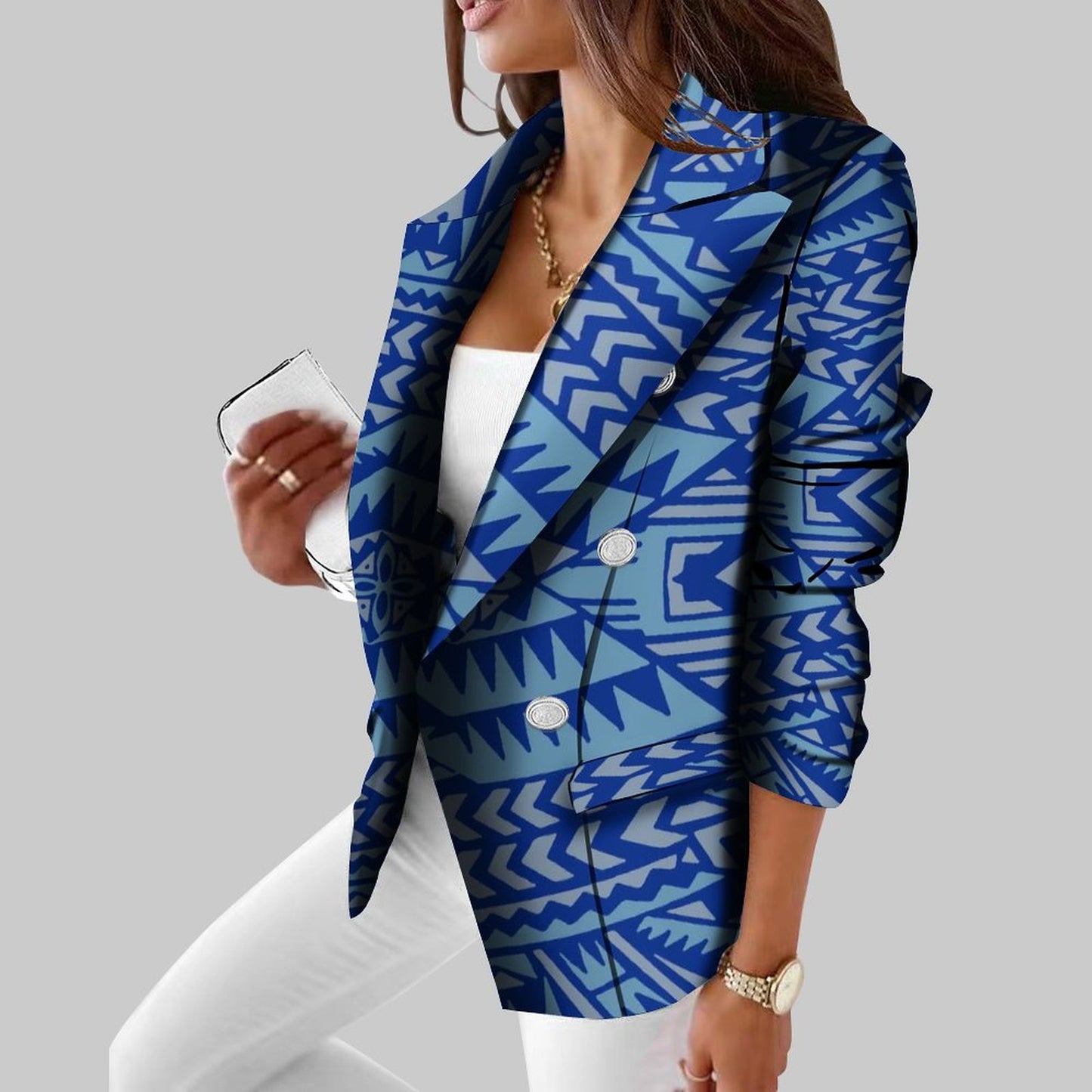 Polynesian Vintage Suit Casual Daily Women'S Suit Coat Slim Fit Temperament Tribal Style Customized Suit Pattern Wedding Host