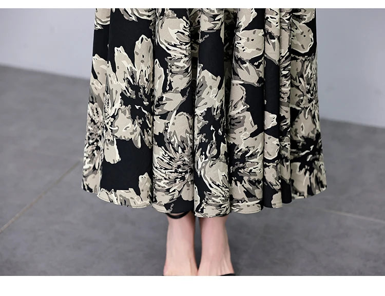 2024 Summer Floral Casual Long Sundress Women Elegant Bodycon Party Chic Prom Night Dresses Fashion Vintage Black Luxury Clothes