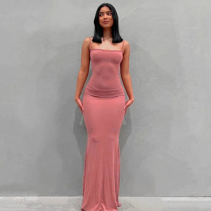 Y2K Sexy Maxi Dress for Women 2025 Autumn Backless Slim Party Dress Pullover Concise платье Female Long Bodycon Brown Vestidos