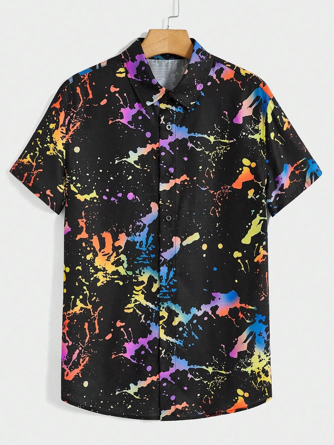 Art Dragon Fashion Print Men's Short Sleeve Shirts Casual Women's Button Up Short Sleeve Tops