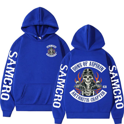 Motorcycle SoA - Sons of Aspirin - Funny Biker Hoodie Men's Fashion Casual Fleece Sweatshirt Unisex Harajuku Hip Hop Y2k Hoodies