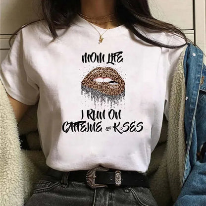 Leopard Print Simple Round Neck Lovely Woman Harajuku Graphic T Shirts Tops Summer Fashion Harajuku Sleeve Aesthetic Clothes